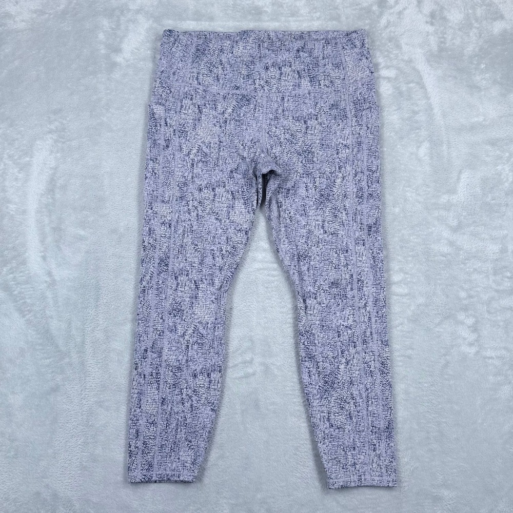 Athleta Ultimate Stash Textured 7/8 Tight Womens Large Purple Blue Leggings Yoga